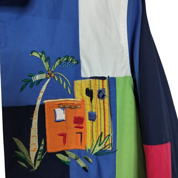 4421)Vtg 90s Koret Francisca Petite Multicolor Patchwork Full Zip Track Jacket S - Picture 5 of 12